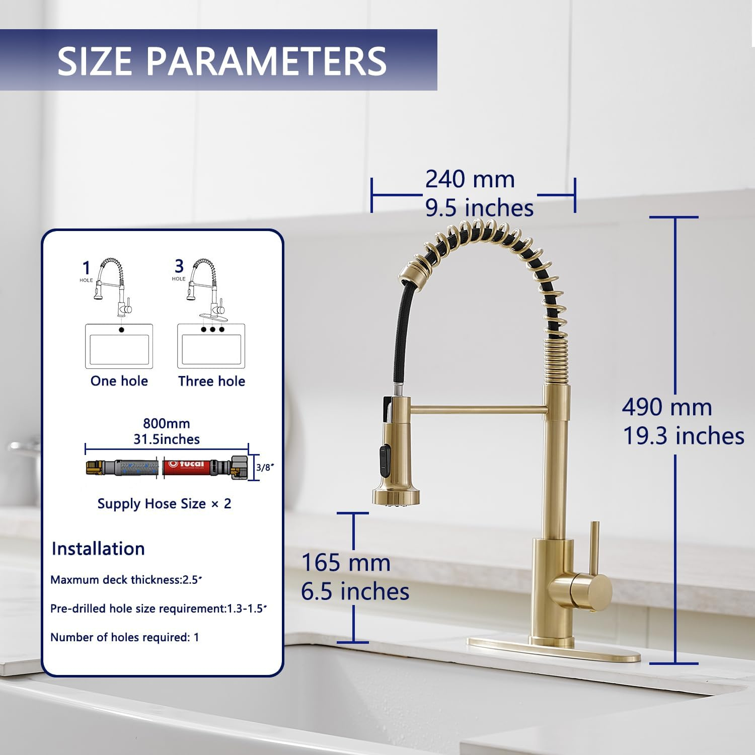 Kitchen Faucets With Pull Out Sprayer Commercial Spring Sink Faucet Stainless Steel Brushed Gold Pull Down Single Handle Farmhouse Faucets With Deck Plate For Camper Laundry Utility Rv Wet Bar