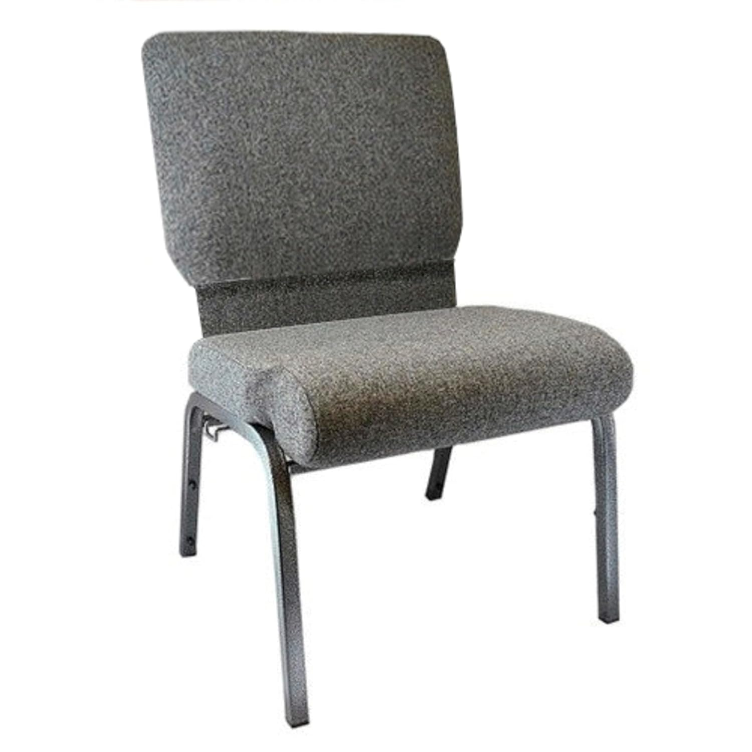 Charcoal Gray Metal Frame Armless Stacking Chair with Padded Seat
