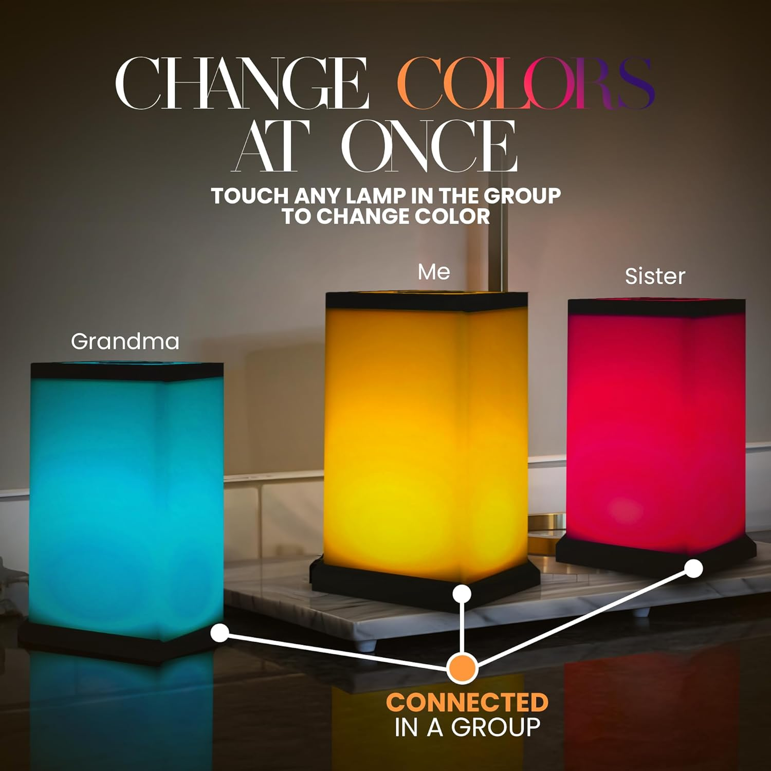 Modern Black Acrylic Touch Friendship Lamp Set