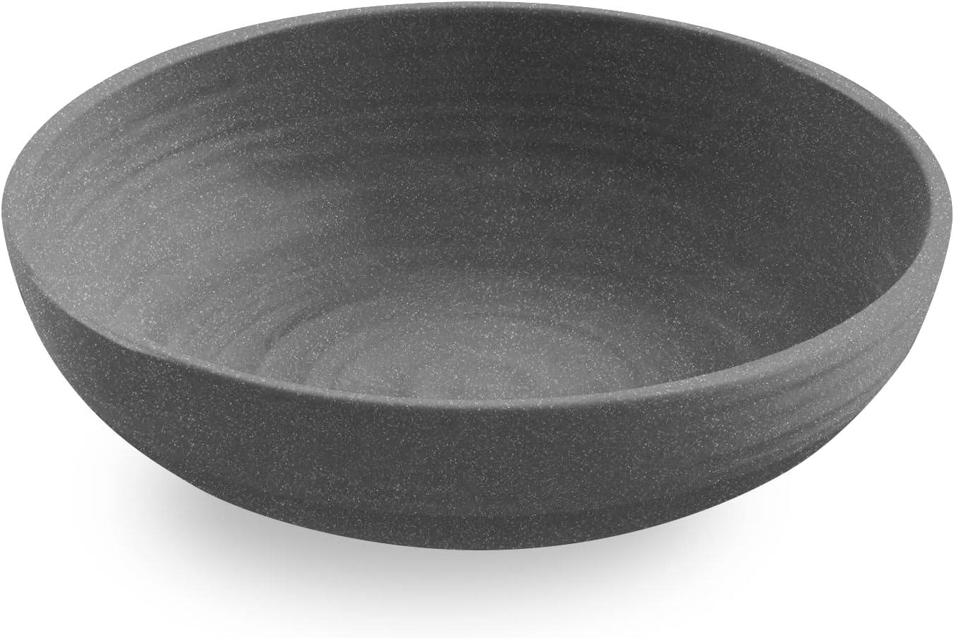 TarHong Planta Artisan Solids Low Bowl, Planta (Majority Plant Based with Melamine Binder), Shatterproof, Indoor/Outdoor Entertaining, Matte Gray, Set of 6