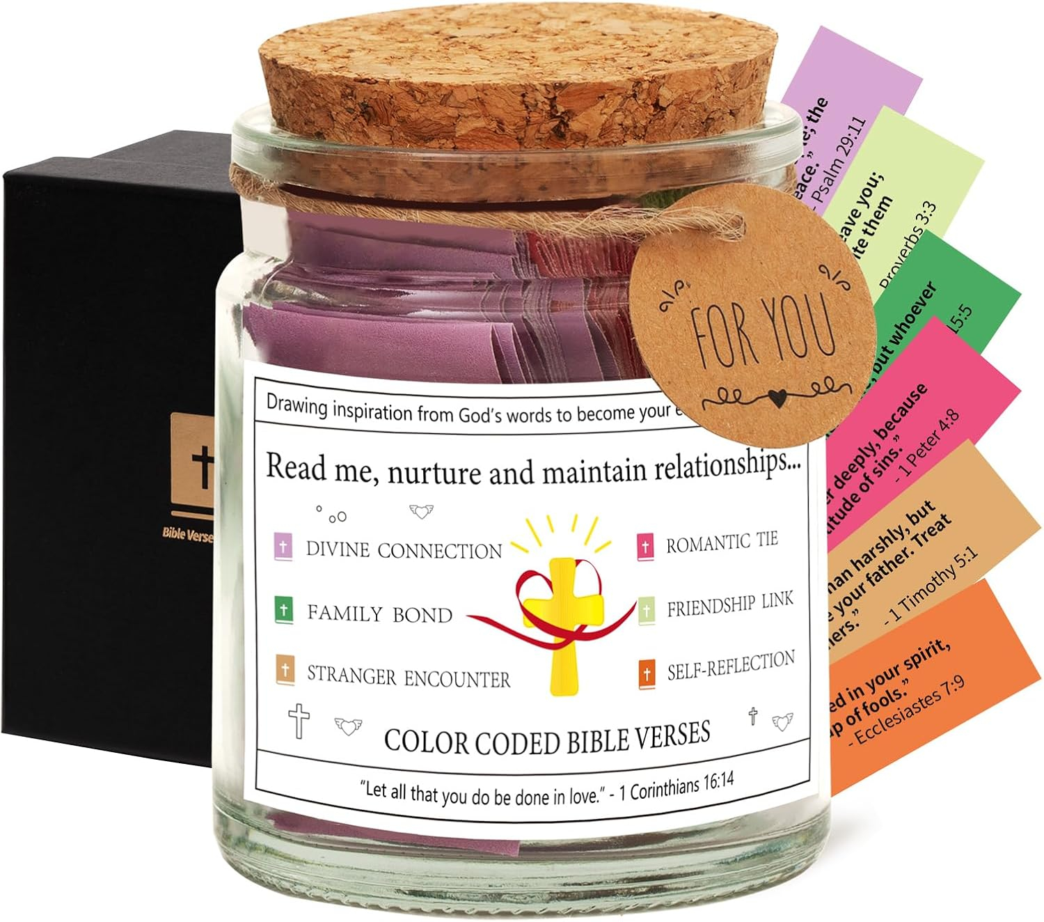 Qunrwe Bible Verse Jar,Birthday Gifts for Women Mom,Bible Study Scripture Cards Holy Jar,Religious Baptism Easter Christian Gifts for Women Mom Friend for Spiritual Growth and Interpersonal Connection