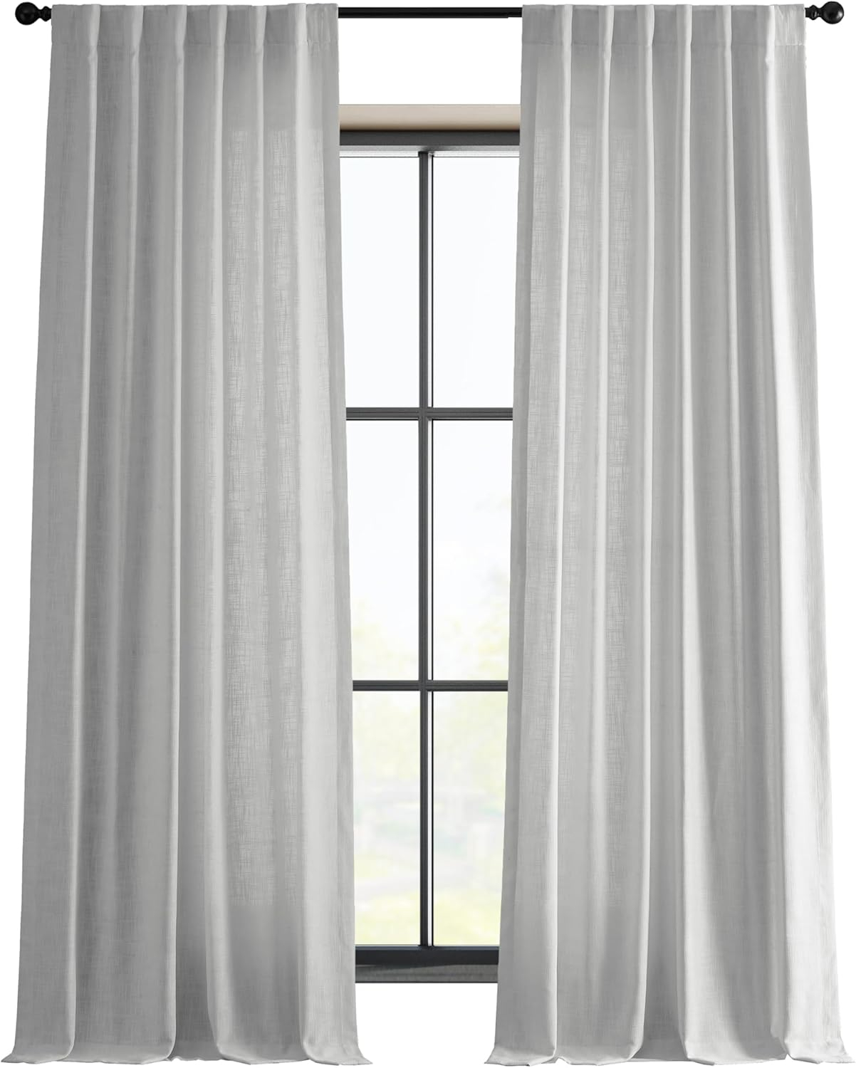 Rice White Heavy Faux Linen Curtain (1 Panel), Rice White, 50W X 108L