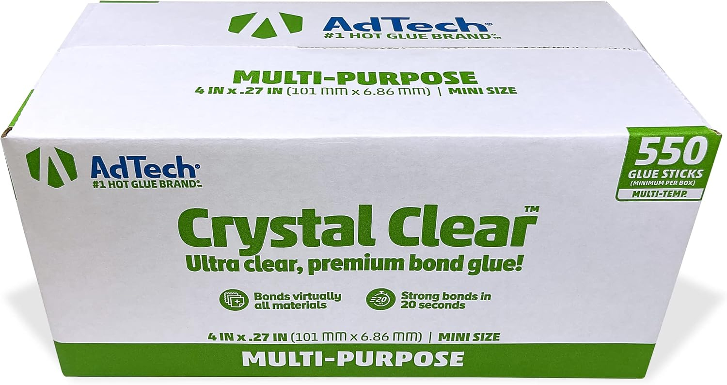 AdTech 4" 4.4lb Box of Mini Size Multi-Temp Hot Glue Sticks, Clear