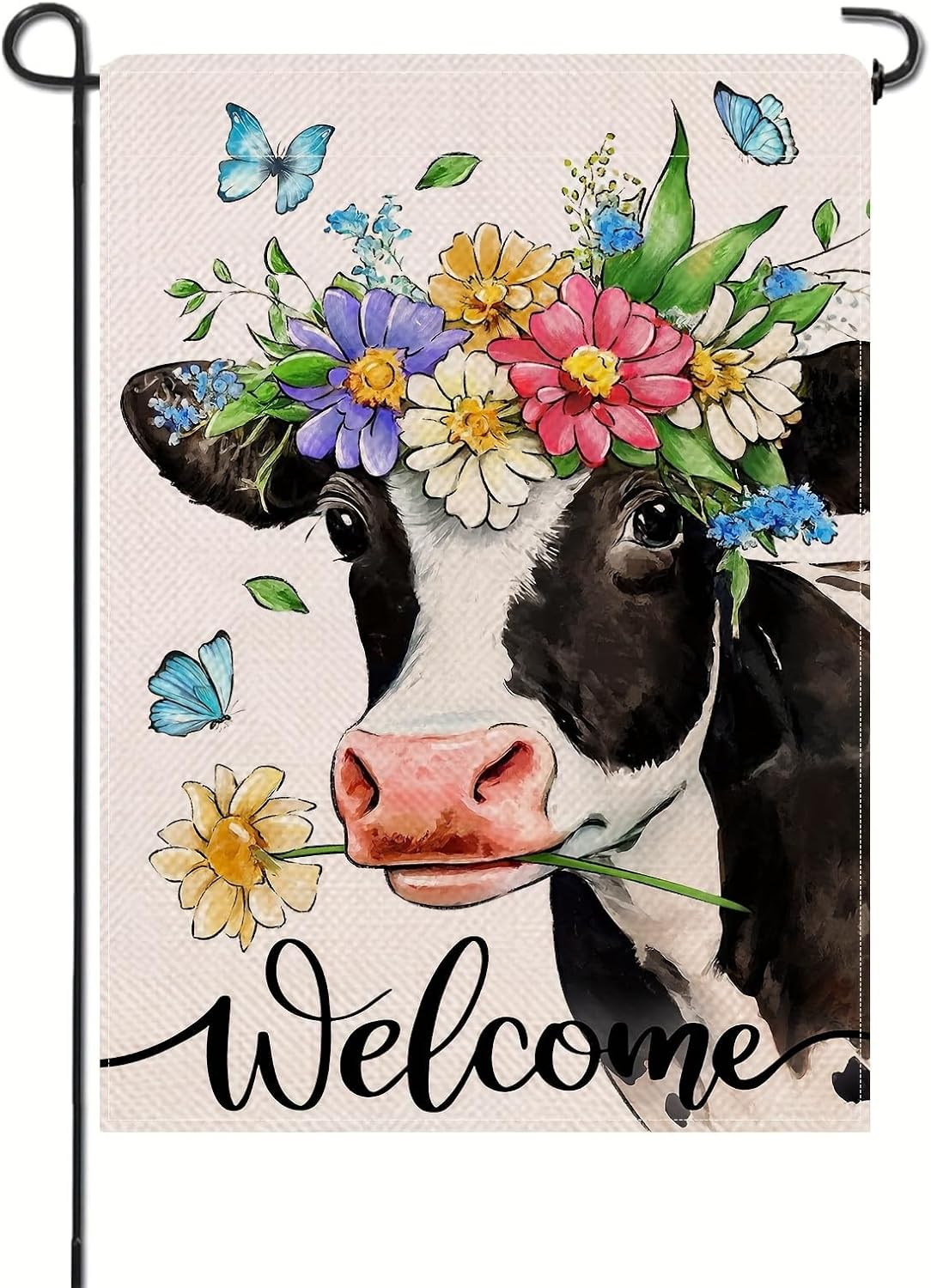Spring Welcome Horse Garden Flag 12 x 18 inch Double Sided Outside decorations,Funny Cute Animal Small Garden Flags For Outdoor Yard Lawn