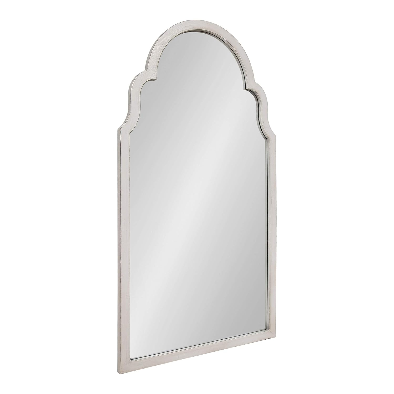 Kate and Laurel Damara Moroccan Scalloped Wall Mirror, 26 x 48, White, Decorative Mirror with Unique Shape and Distressed Finish for Farmhouse-Style Wall Decor