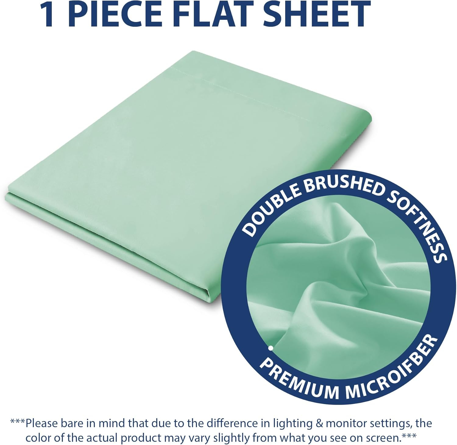 Sea Foam King Size Ultra Soft Polyester Microfiber Flat Sheet