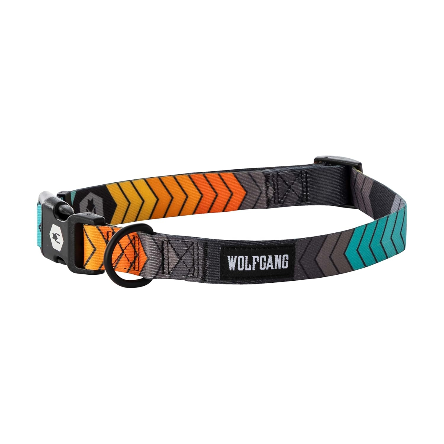 Wolfgang 8093076 18 in. Multi Color Chev Tech Polyester Dog Adjustable Collar, Medium