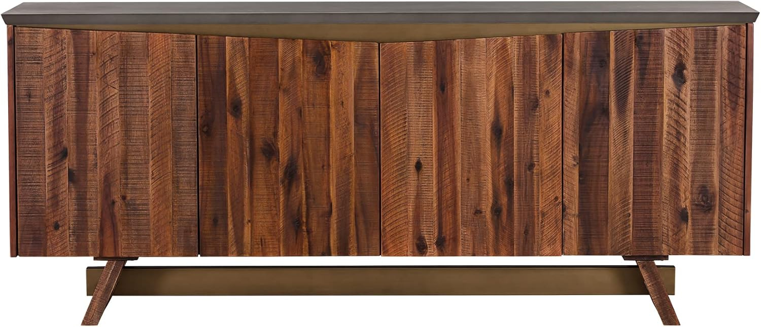 Picadilly 4 Door Sideboard Buffet in Acacia Wood and Concrete
