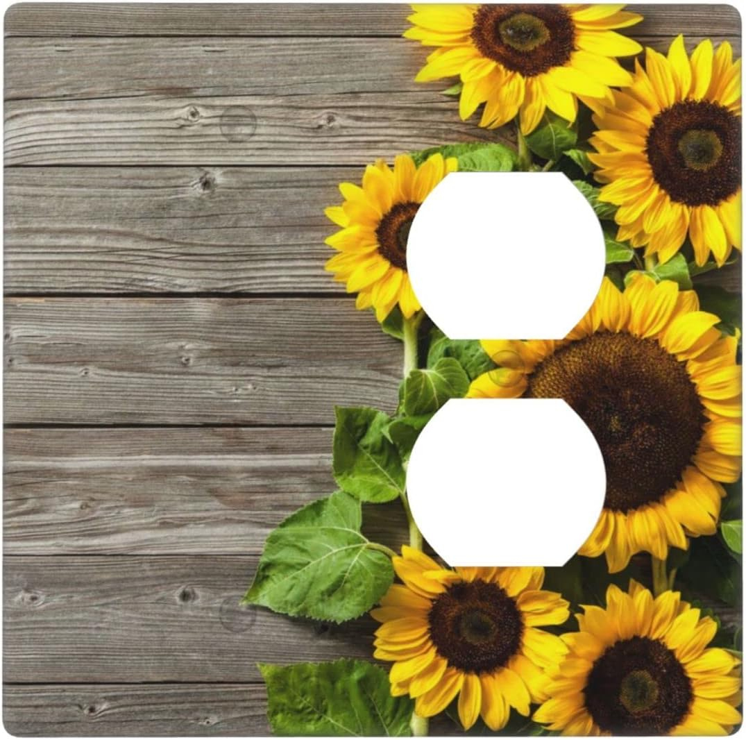 ZICANCN Outlet Covers Wall Plate, Sunflowers Nature Beige Background Light Switch Cover Decorative, Duplex Toggle Combo 1-Gang