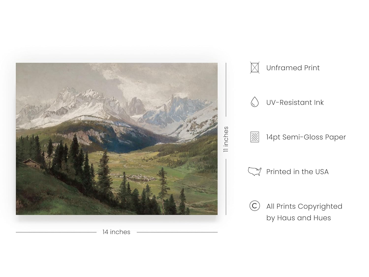 HAUS AND HUES Vintage Prints Wall Art - Oil Paintings for Wall Decor Captivating Landscape, and Mountain Scenes to Bring the Outdoors Indoors (Beige Frame, 11x14)