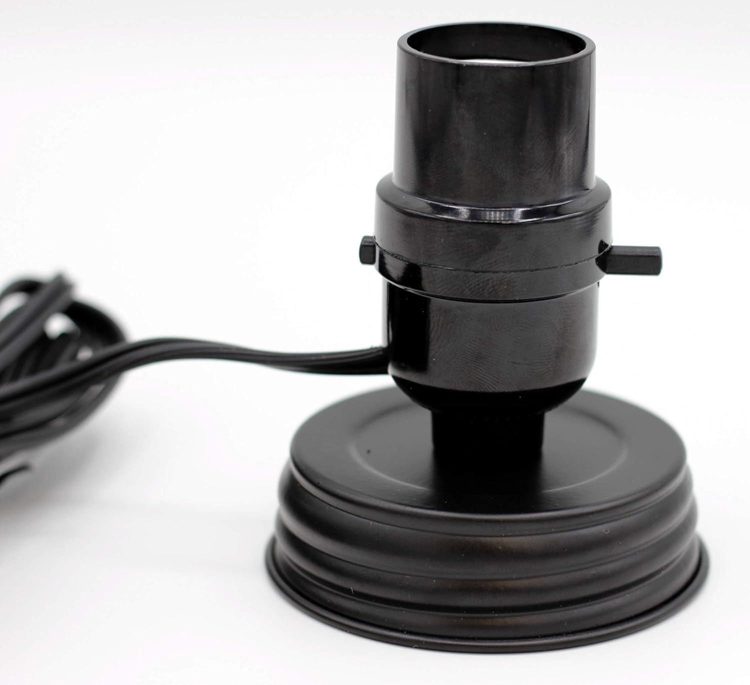 DIY Mason Canning Fruit Jar Lamp Making Kit is Pre-Wired and Easy to Use - Black Color Lid & Socket Great for Lamp Conversion