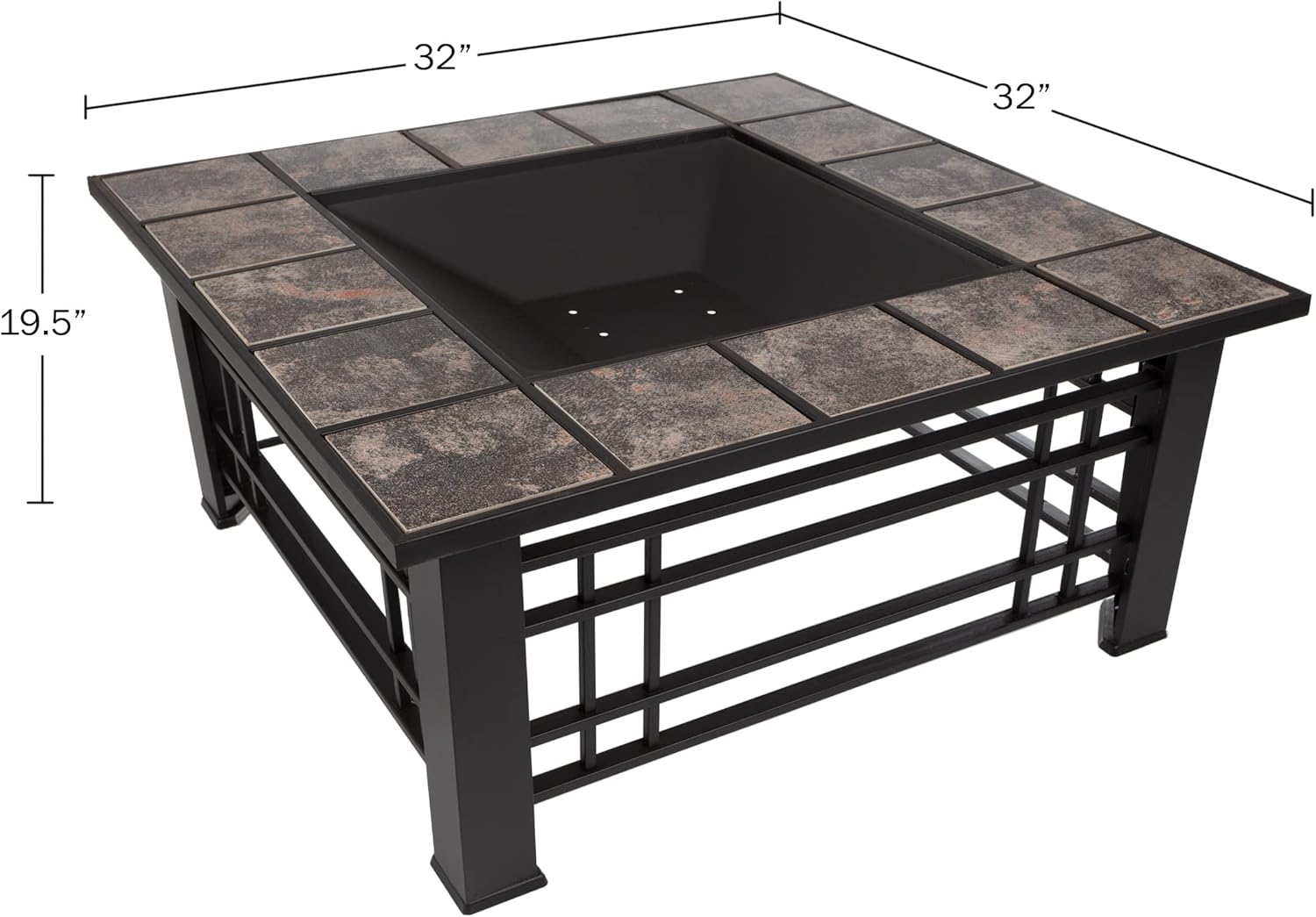 Pure Garden 32-Inch Outdoor Fire Pit with Screen, Cover, and Poker (Black)
