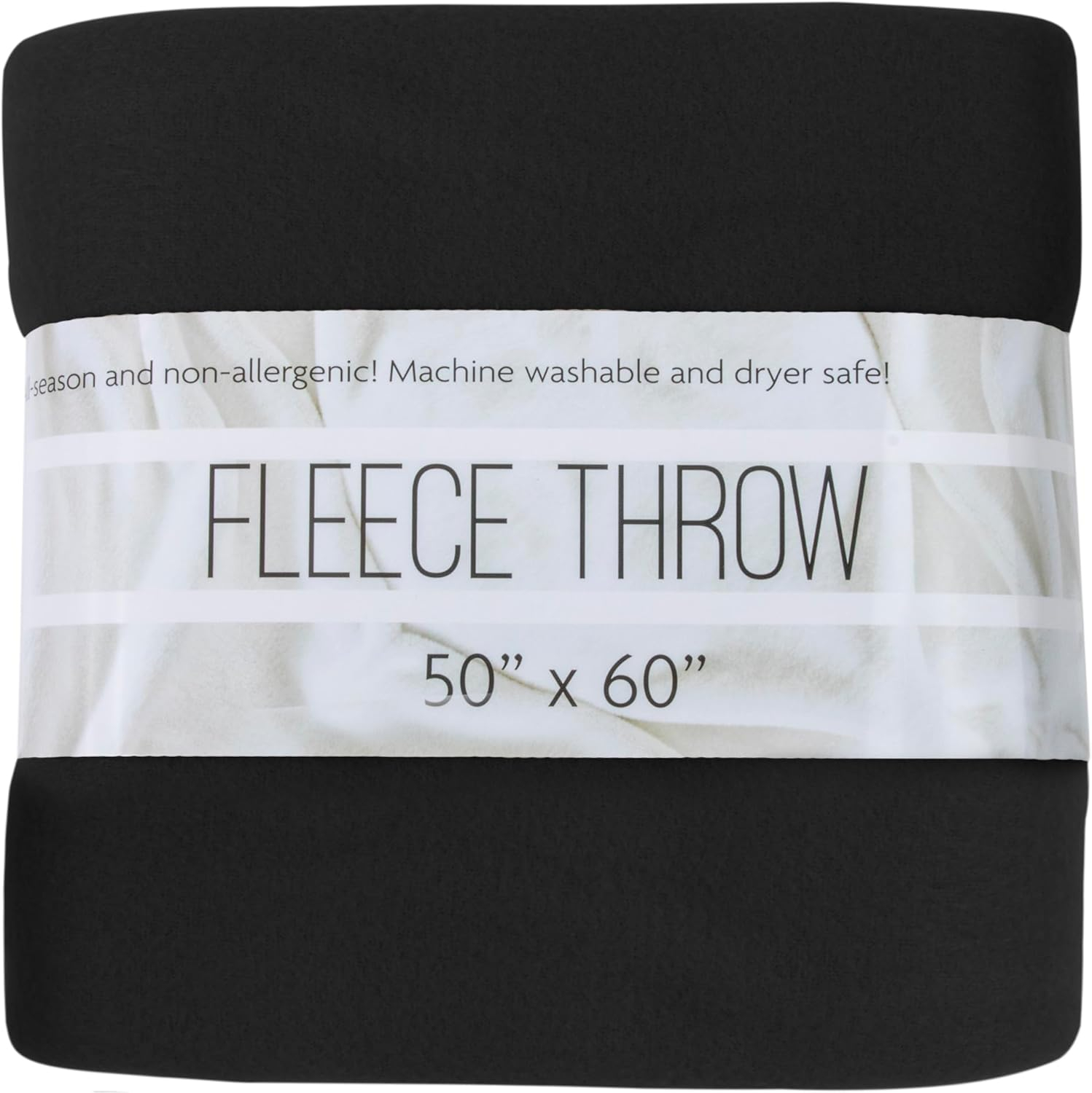 Single Solid Color Hypoallergenic 60”L x 50”W Fleece Throw Blanket for Fall, Winter, Spring, Summer, Men, Women, Children & Pets in Black