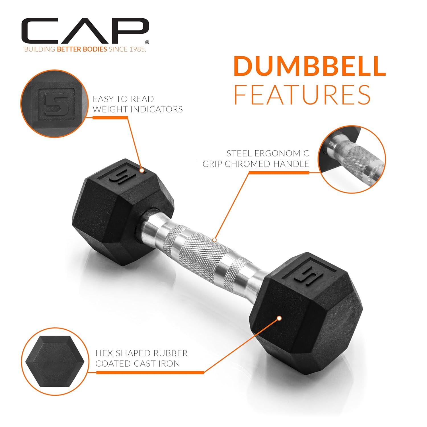 CAP Barbell Coated Dumbbell Weight | Multiple Options Pairs & Sets