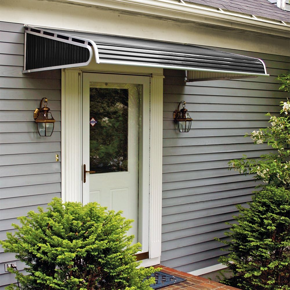4 ft. 1500 Series Door Canopy Aluminum Fixed Awning (12 in. H x 42 in. D) in Black
