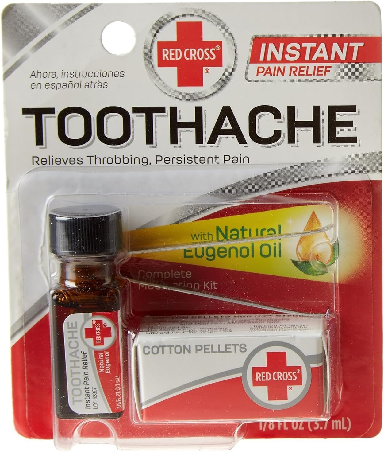 Red Cross Toothache Medicine Kit, Instant Pain Relief of Throbbing Toothache, 1/8 (.125) fl oz