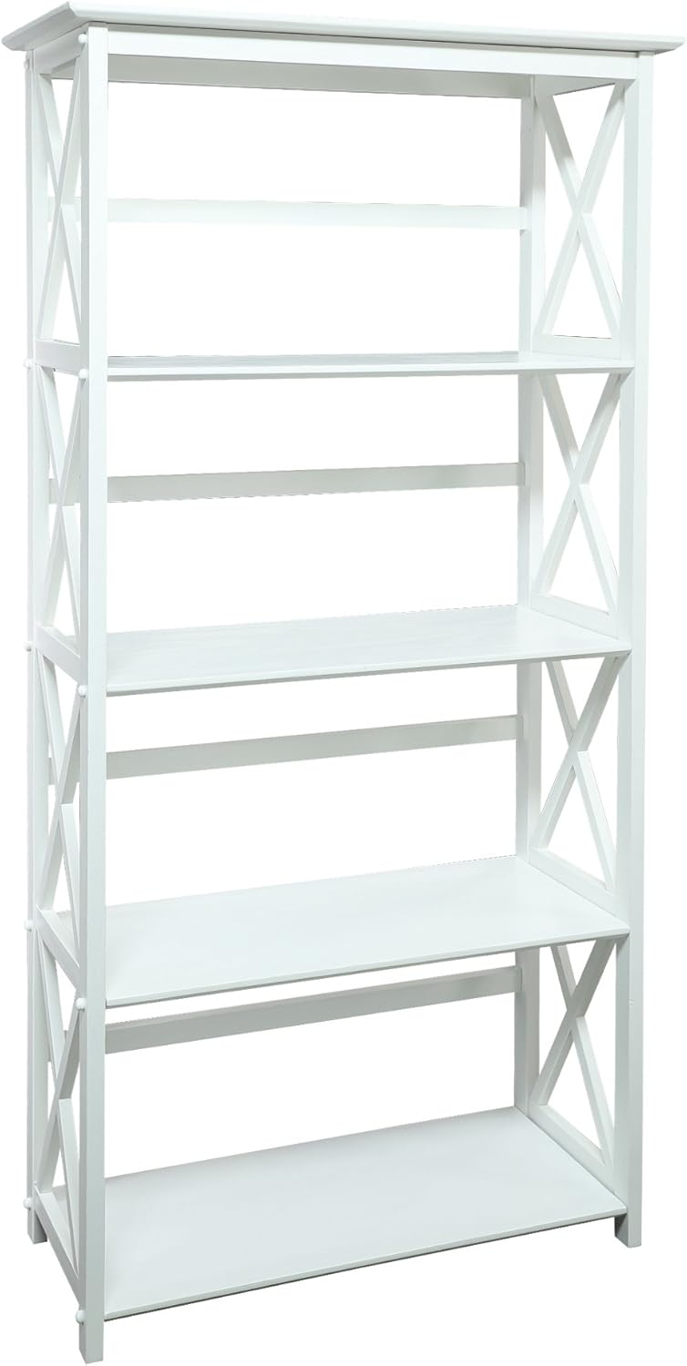 Casual Home Montego Shelf Bookcase-Color:White,Size:5-Shelf