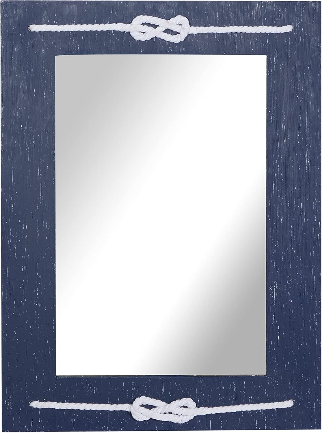 DecMode 23" x 31" Blue Wall Mirror with Knotted Rope
