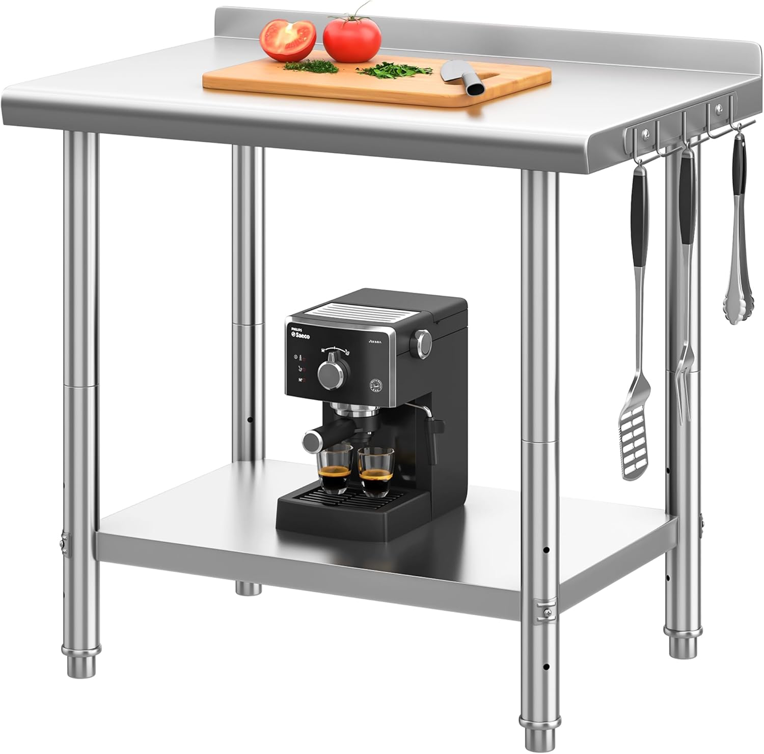 YITAHOME 36" x 24" Stainless Steel Table for Prep & Work with Backsplash, NSF Metal Table Prep Table with Undershelf for Home Kitchen Restaurant Garage Warehouse
