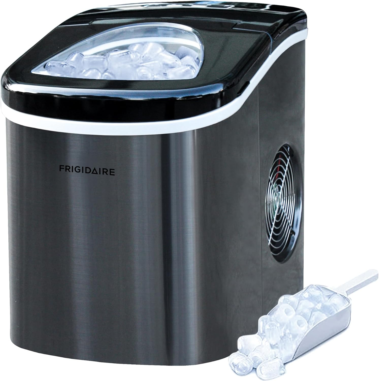 Frigidaire 26 Lbs per Day Portable Compact Maker, Ice Making Machine, Black Stainless, Medium