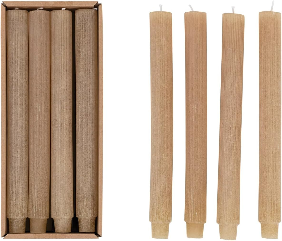 Creative Co-Op Unscented Pleated Taper Candles in Box, Set of 12