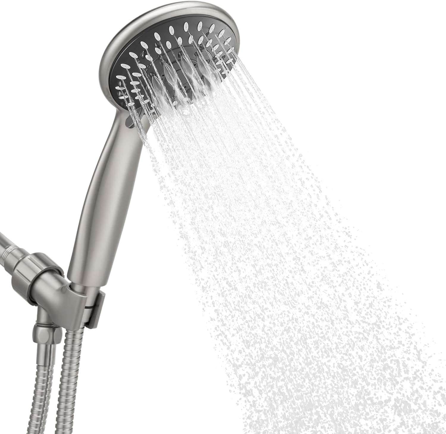 High Pressure Handheld Shower Head Briout 5-Settings Powerful Water Spray Shower Head against Low Pressure Water Flow with Stainless Hose and Adjustable Mount