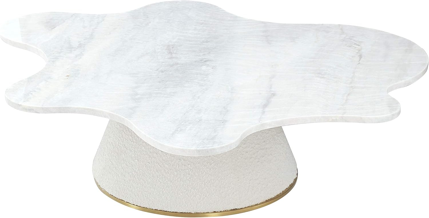 Elegant Round Marble Top Coffee Table with Golden Base