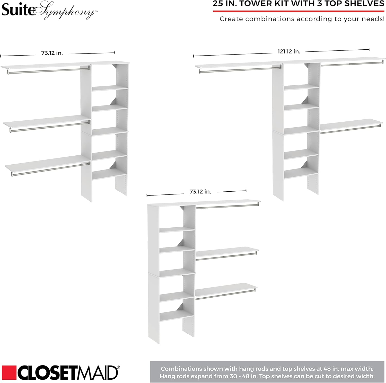 Closetmaid Ss25-Cos Suitesymphony 7 To 10 Foot Wide Closet System Kit - White