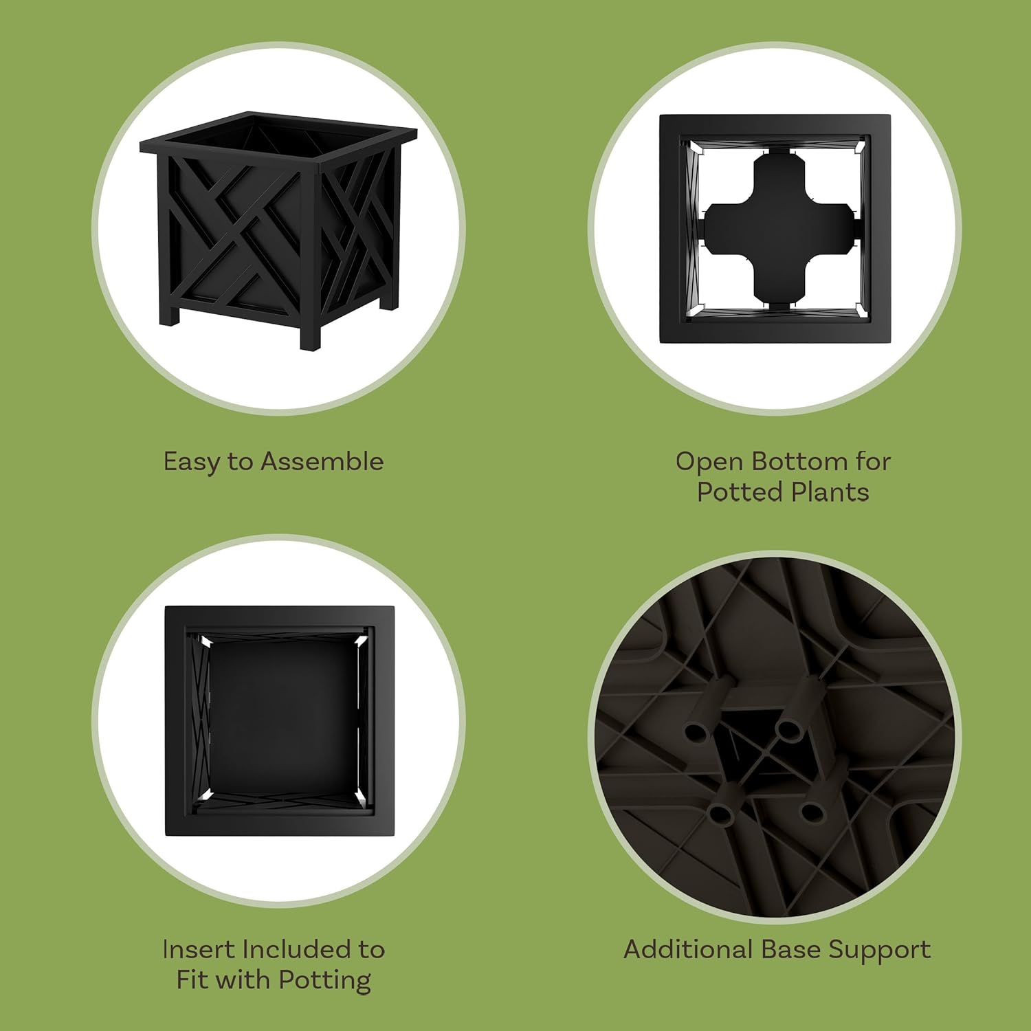 Pure Garden 2 -Pack Square 14.75-in W x 13-in H x Black Plastic Contemporary/Modern Outdoor Planter
