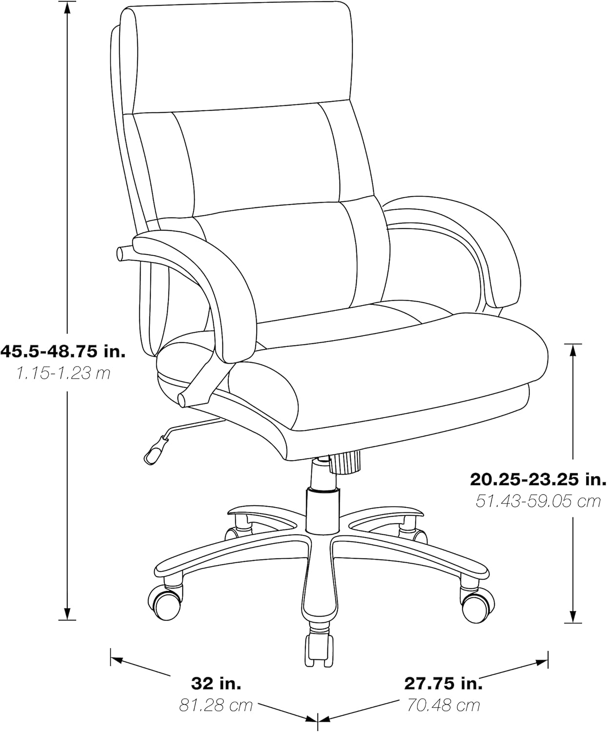 Big and Tall Executive Chair in Black Bonded Leather
