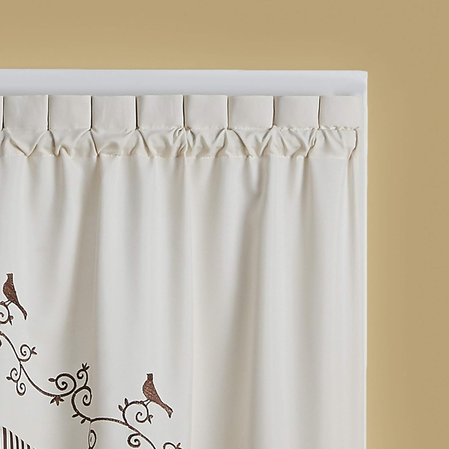 CHF and You Birds Tailored Window Swag Curtain One Pair, Energy Efficient, Brown, Polyester, Rod Pocket, Adult