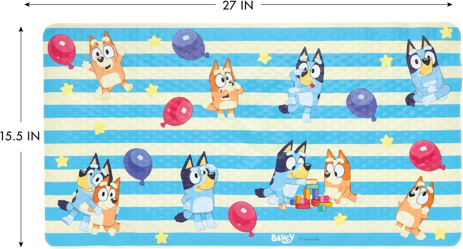 Bluey Non-Slip Vinyl Bath Mat for Kids with Suction Cups
