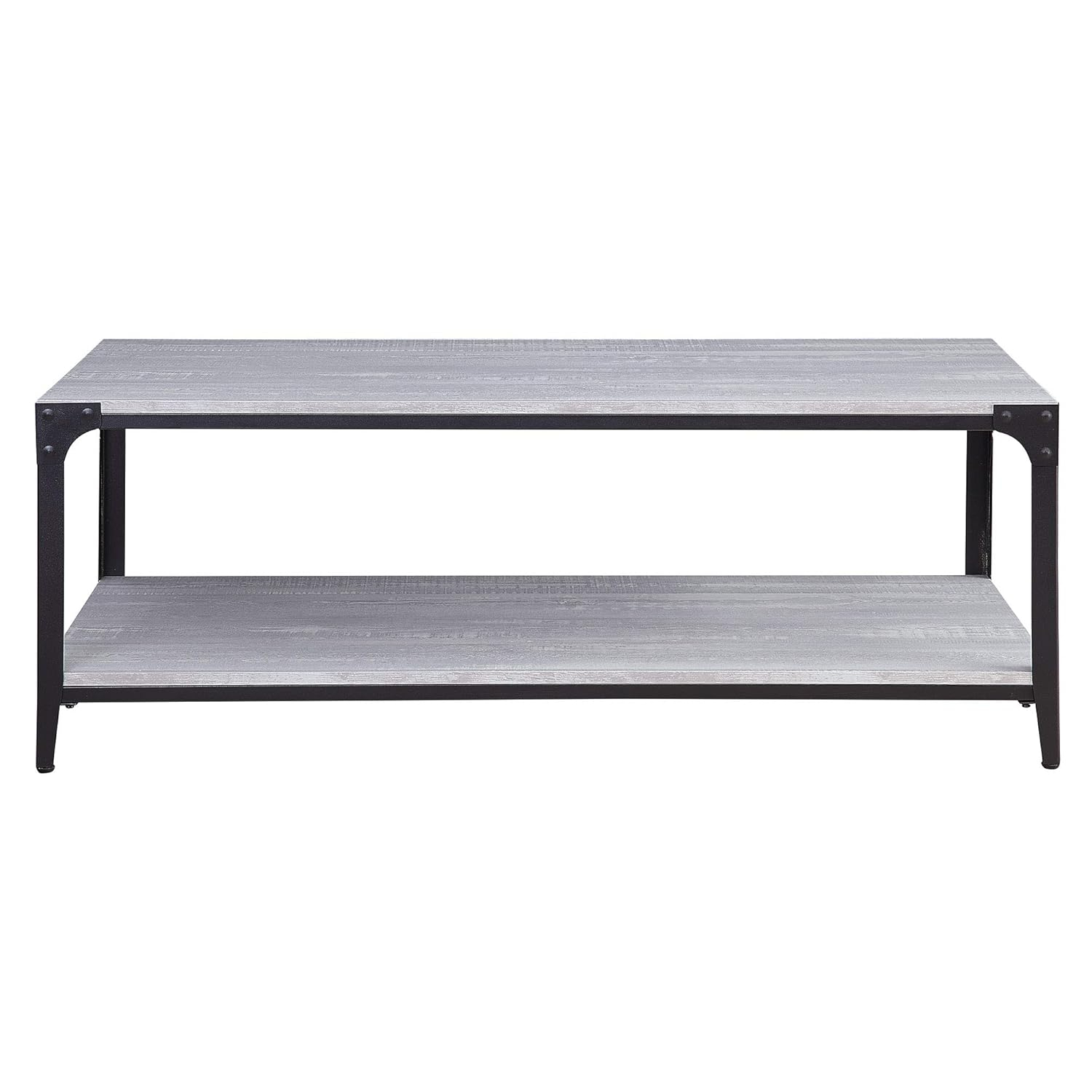 BELLEZE Modern Wood Board Living Room Coffee Table - Mclain (Stone Grey)