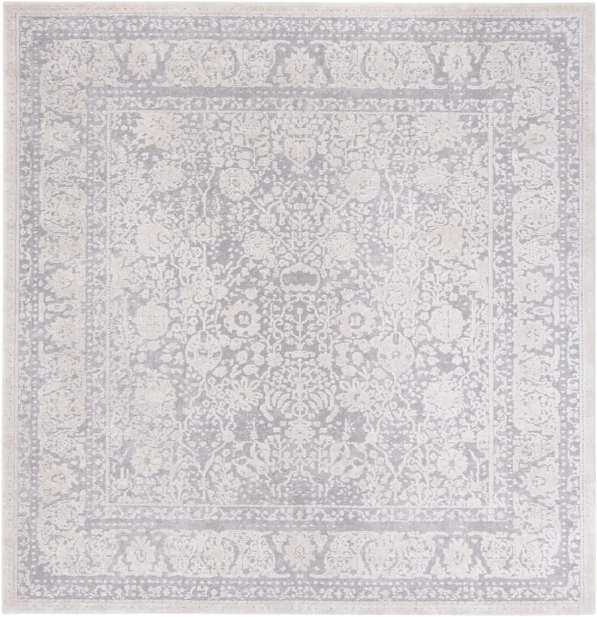 SAFAVIEH Reflection Lynna Traditional Area Rug, Light Grey/Cream, 8' x 8' Square