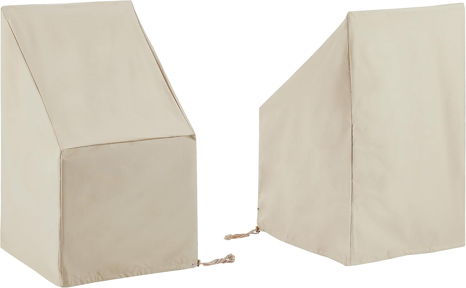 Crosley Furniture 2-Piece Vinyl Outdoor Side Chair Furniture Cover Set in Tan