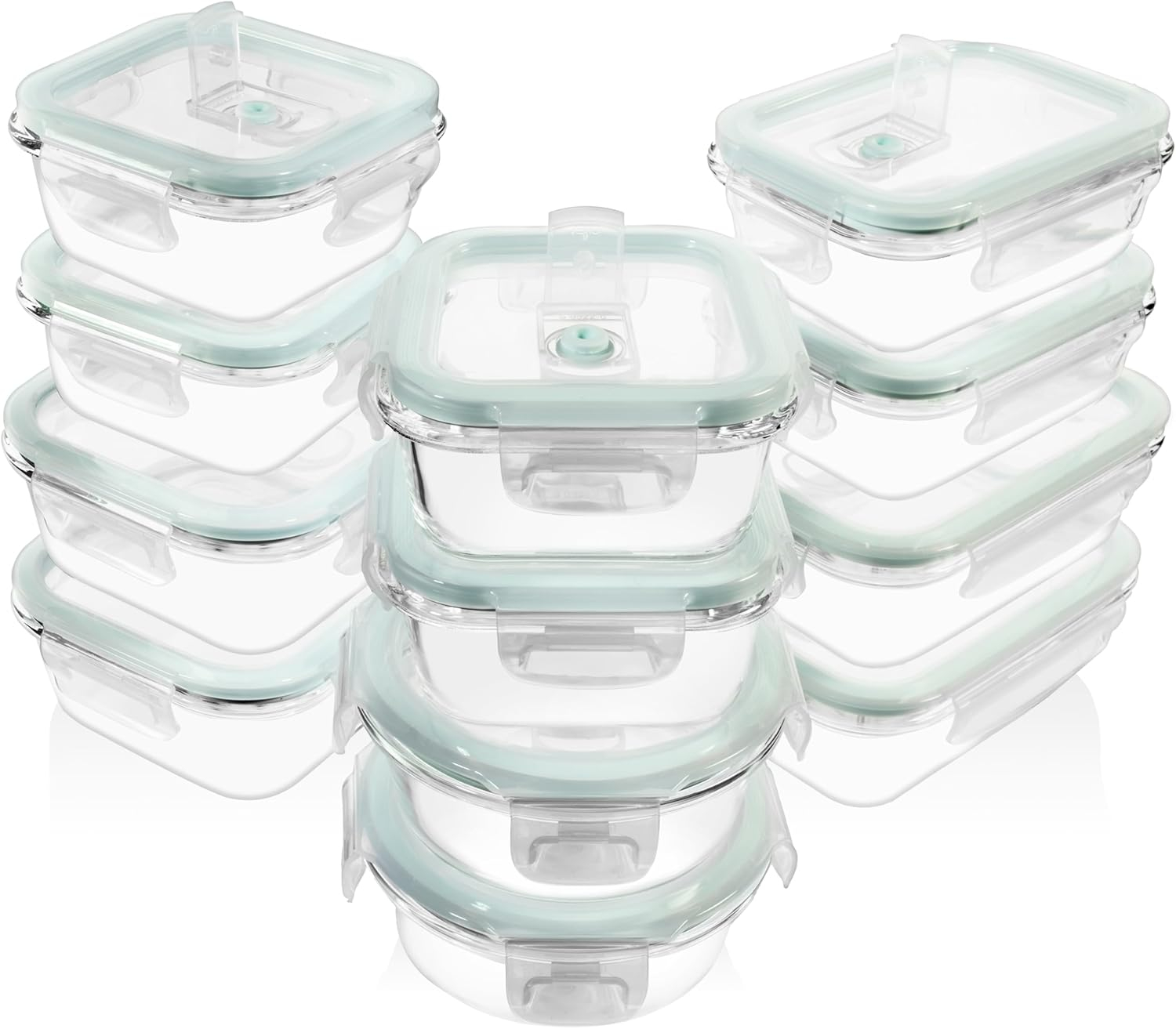 Razab 24 Pcs Glass Food Storage Containers with Lids, Bpa Free, Leakproof Meal Prep Container for Food and Vegetable Storage