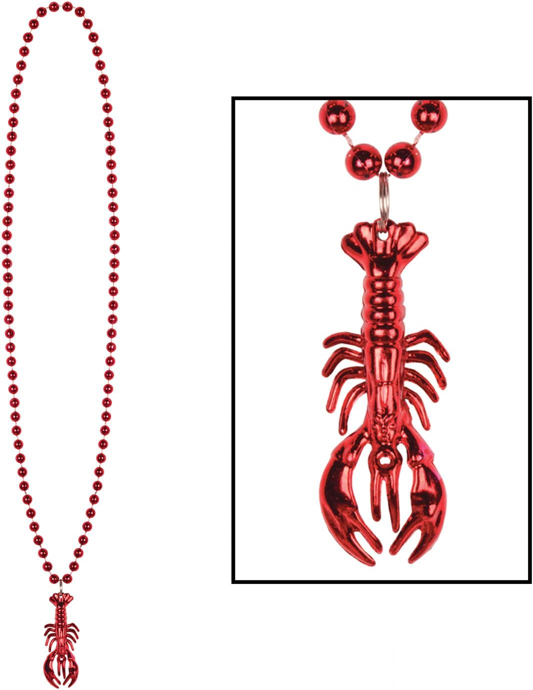 Beistle Beads Necklace With Crawfish Medallion; 33" 50142
