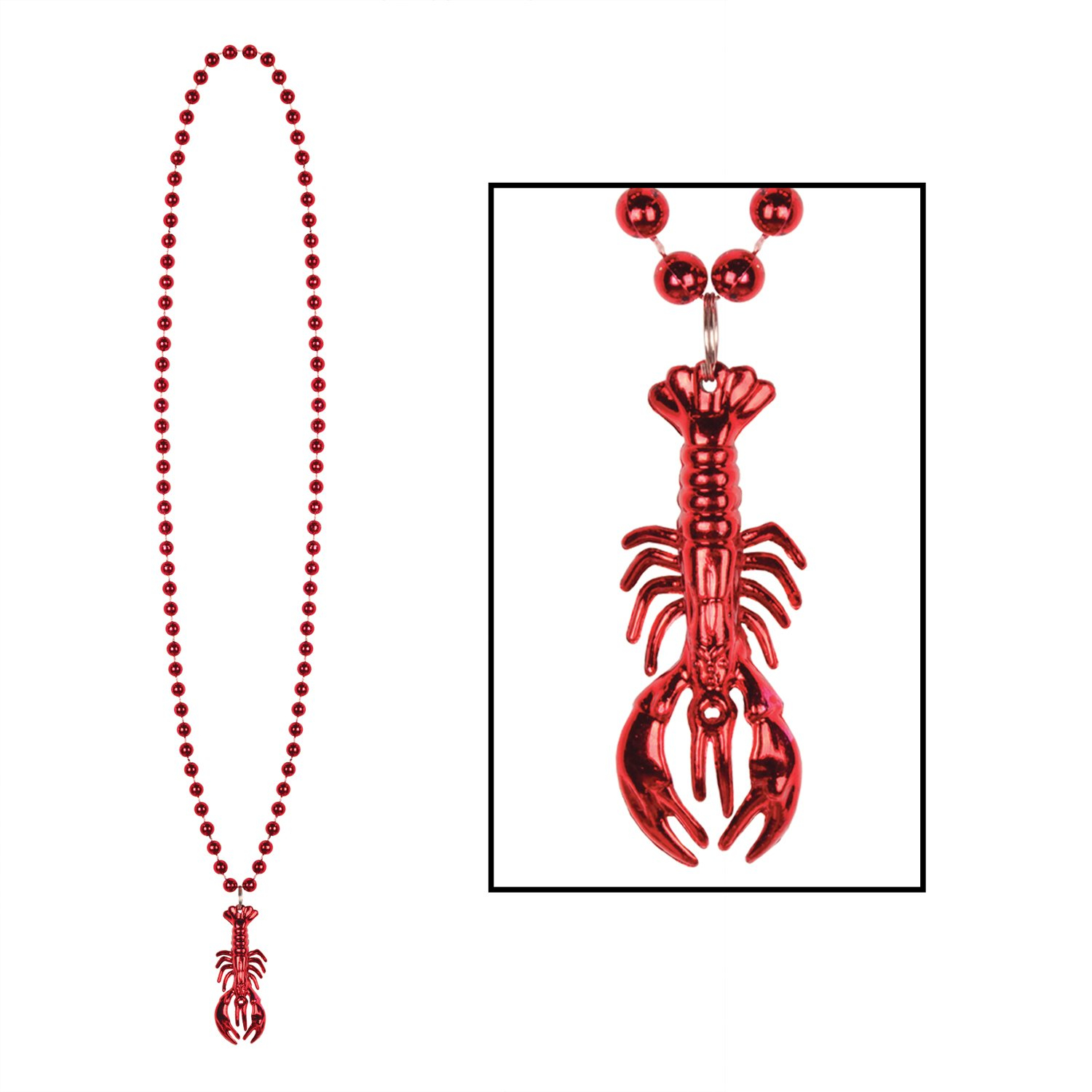 Beistle Beads Necklace With Crawfish Medallion; 33" 50142