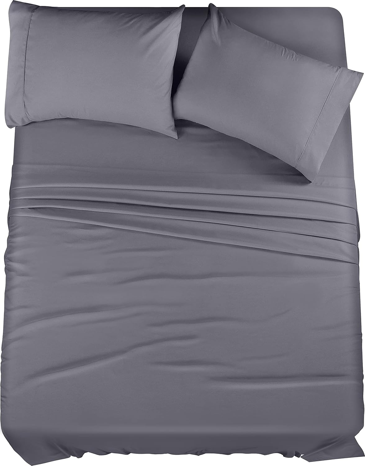 Utopia Bedding Solid 4 Piece Bed Sheets Set For Adults - Microfiber, Fade Resistant (Queen, Grey)