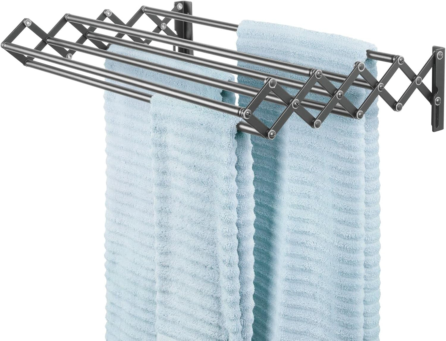 mDesign Steel Wall Mount Accordion Expandable Clothes Air Drying Rack -  Gray