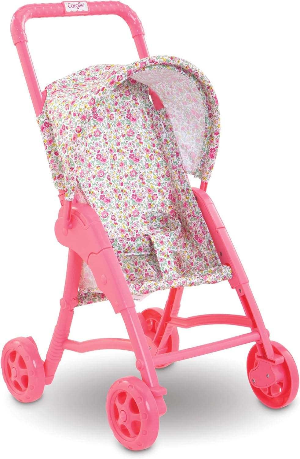 Corolle Baby Doll Stroller with Folding Canopy - Mon Premier Poupon Accessory Fits 12" Dolls, Pink/Floral Pattern, for Kids Ages 18 Months and up