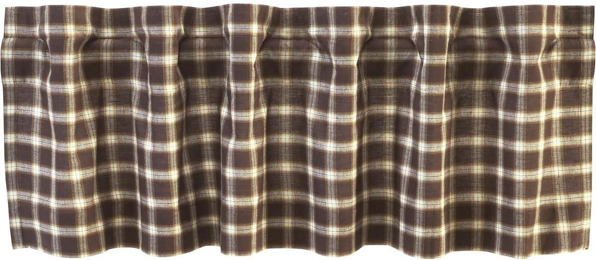 VHC Brands Rustic & Lodge Farmhouse Kitchen Window Curtains-Rory Valance, 16x60, Chocolate Brown