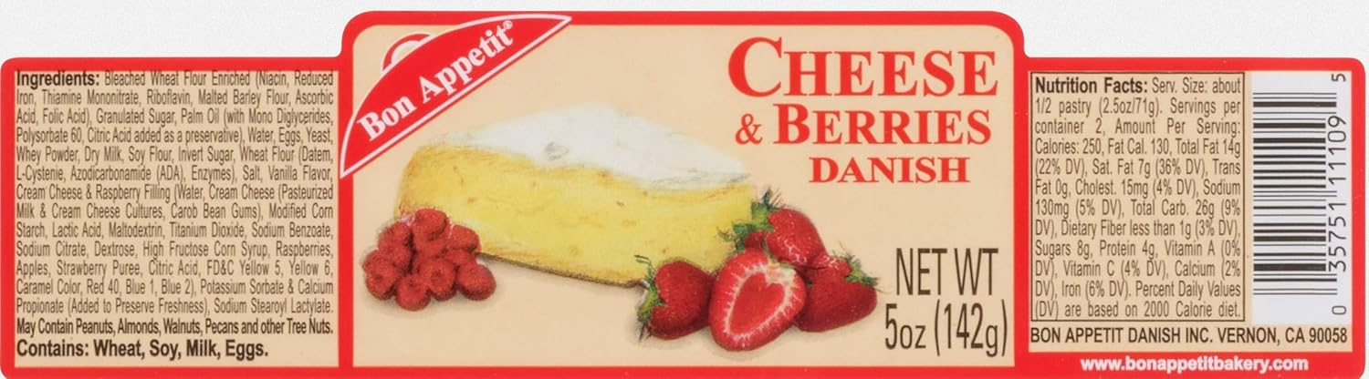 Bon Appetit Cheese & Berry Danish, 5 Ounce (Pack of 8)