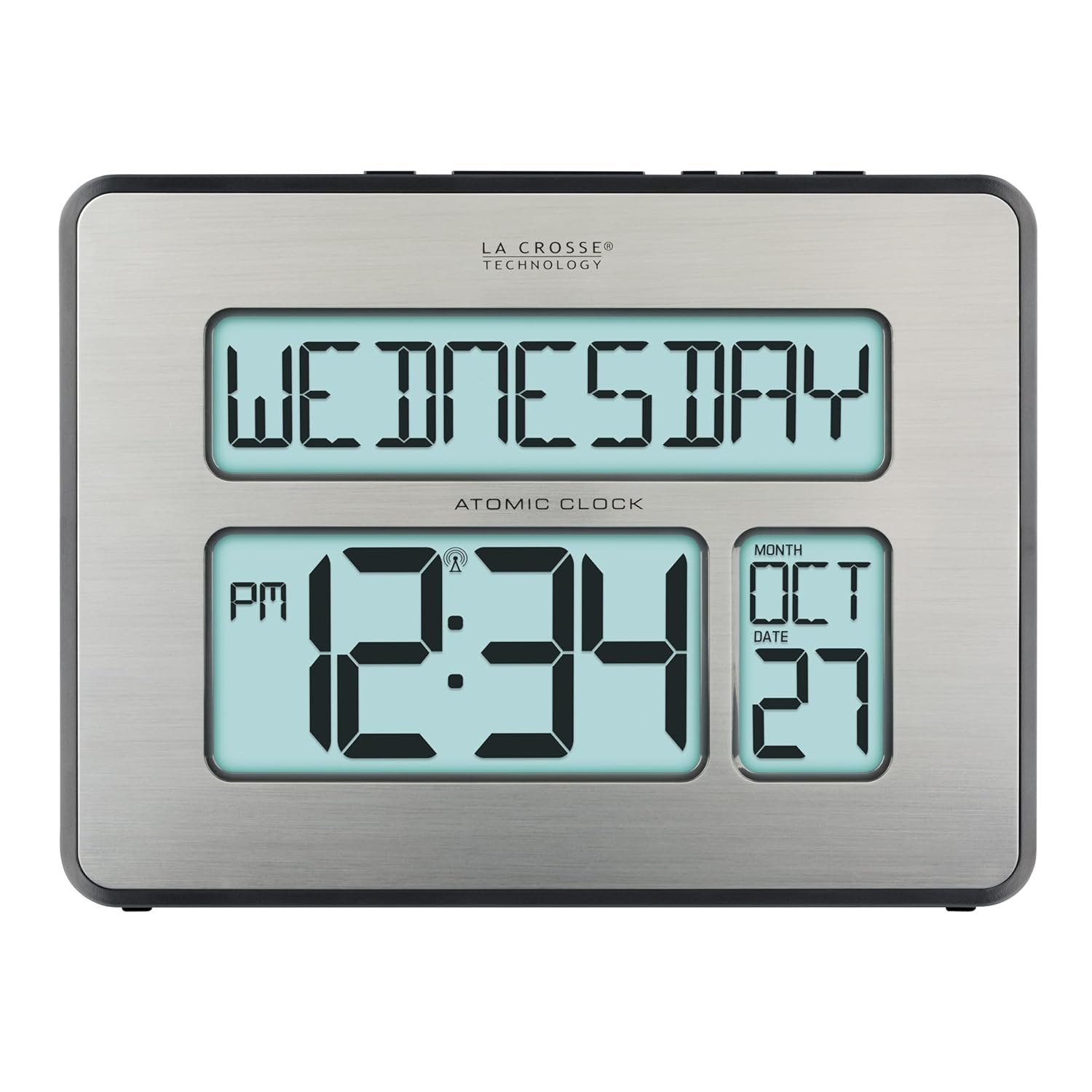 La Crosse Technology Backlight Atomic Full Calendar Clock with Extra-Large Digits, 513-1419BL-INT