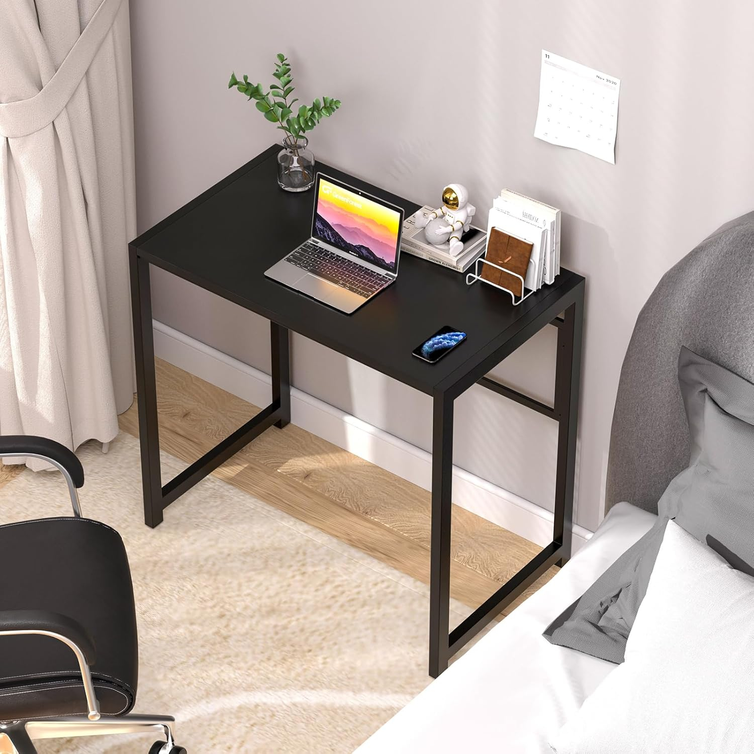 GreenForest Folding Desk for Small Spaces,31.5 in No-Assembly Small Computer Desk for Home Office,Space Saving Foldable Table Study Office Desk,Black