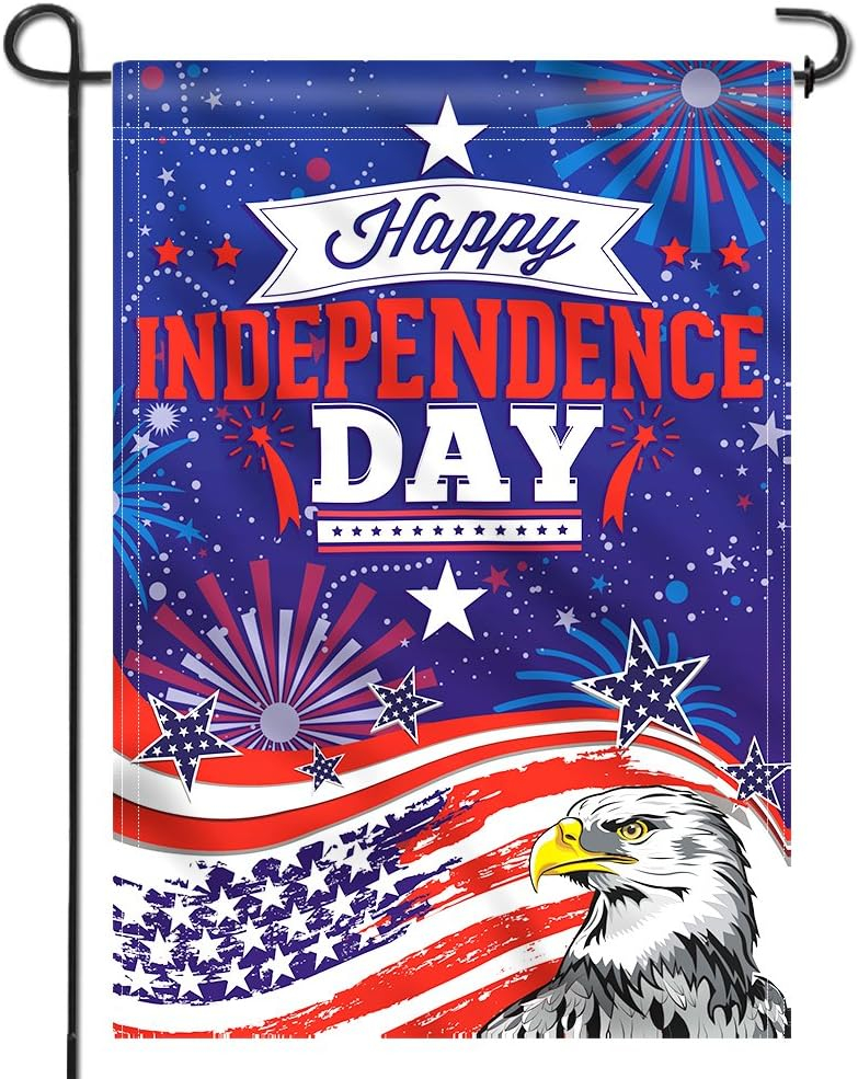 ANLEY Double Sided Premium Garden Flag, July 4th Independence Day USA American Memorial Garden Flags - 18 x 12.5 Inch