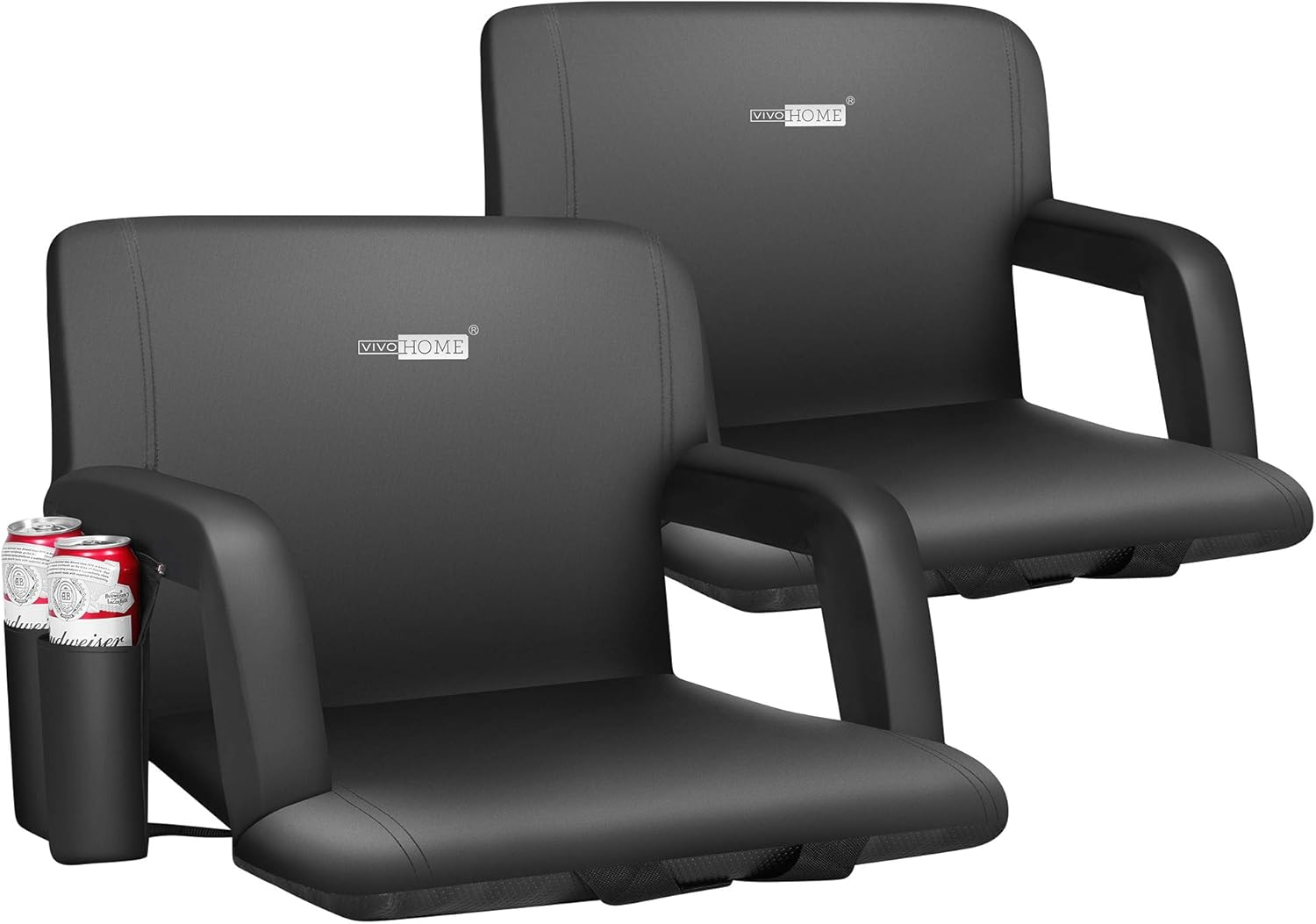 SPECSTAR Foldable Stadium Seat Chair for Bleachers with Padded Back Support and Armrests 2 pack
