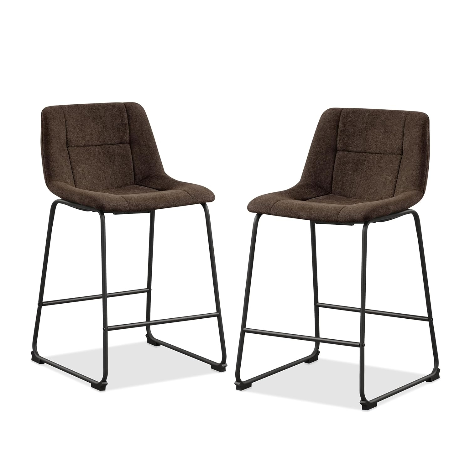 Furniture of America Perri Modern Chenille Counter Height Dining Chairs, Brown (Set of 2)