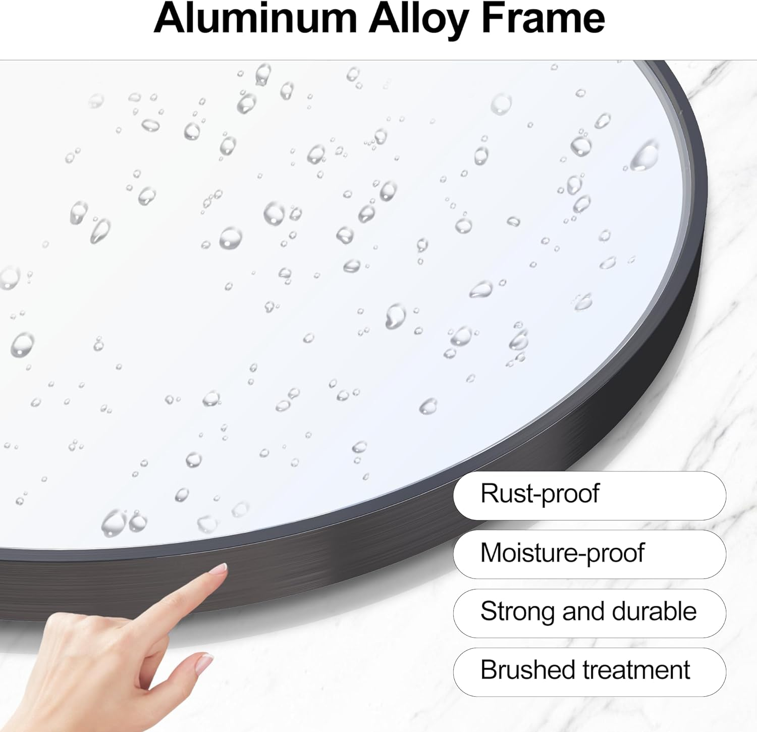 24 in. W x 36 in. H Arched Black Aluminum Alloy Framed Wall Mirror
