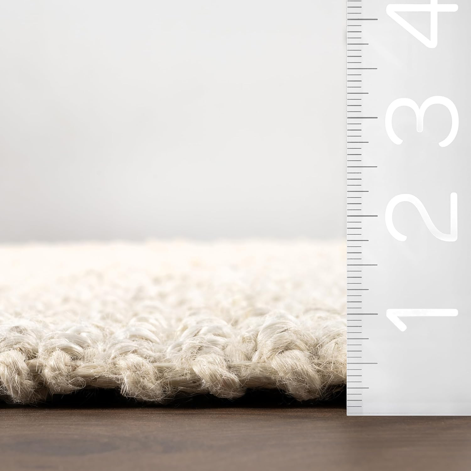 nuLOOM 4x6 Daniela Jute Tassel Hand Woven Area Rug, Off White, Solid Chunky Farmhouse Design, Natural Fiber, For Bedroom, Dining Room, Living Room, Hallway, Office, Entryway